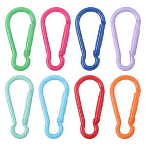 Collection of eight colorful gourd-shaped aluminum carabiners for DIY keychain projects