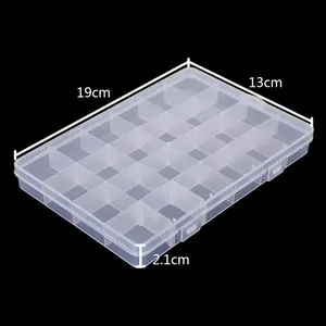 Scatola trasparente a 24 scomparti per gioielli, dimensioni 19x13x2,1 cm circa