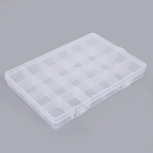 Scatola di Immagazzinaggio in Plastica Trasparente a 24 Griglie Con Divisori Rimovibili Organizzatore di Gioielli Per Perline Fai-da-te Orecchini