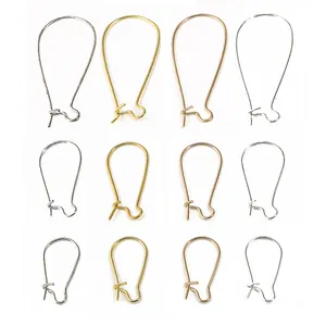 Assorted metal U-shaped earring hooks for DIY jewelry making in multiple finishes.