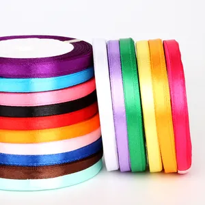Vibrant assortment of 7mm satin ribbon rolls for DIY hair accessory and bow craft making