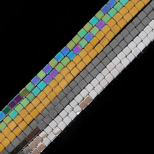 Minimalist Square Hematite Loose Beads For Handmade DIY Jewelry Making Cube Stone Spacer Beads Accessories Wholesale
