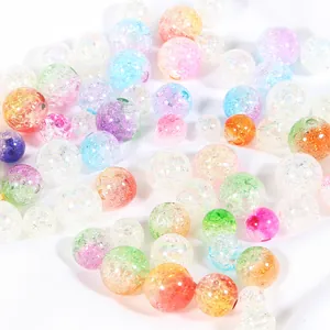 Macro shot of colorful ice-cracked gradient acrylic bubble beads for DIY jewelry crafts