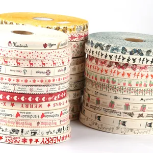 Handmade printed cotton ribbon 1.5cm wide for DIY hair accessories and craft decor