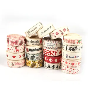 Printed cotton ribbon rolls 1.5cm for DIY hair accessories and handmade crafts decoration