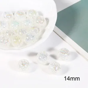 14mm acrylic gradient bubble beads with crackled ice texture for DIY jewelry making