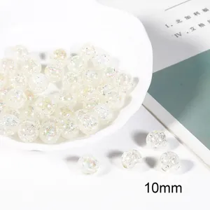 10mm gradient ice crack acrylic bubble beads for DIY jewelry making and bracelets.