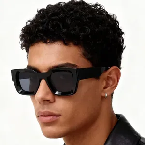 Lunettes de Soleil Carrées Épaisses Classiques pour Femmes Hommes Protection UV400 Lunettes de Soleil Oversize Tendance Monture en PC