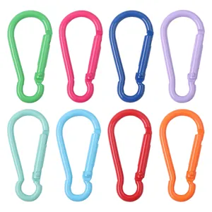 Set of 8 colorful calabash-shaped aluminum carabiners for keychains and DIY crafts.