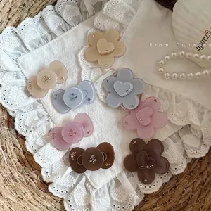 French Style Icy Translucent Acetate Bow Knot Hair Clip Elegant Rhinestone Flower Side Clip Sweet Hair Accessory Women