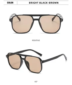 Detailansichten der eckigen Piloten-Sonnenbrille mit Doppelsteg und Nieten