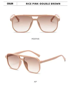 Detailansicht der quadratischen Pilotensonnenbrille in Reisrosa mit Doppelsteg