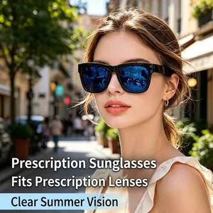 Women Square Myopia Sunglasses PC Frame Blue Mirror Lenses European Style Fashion Prescription Sun Glasses For Travel Outdoor