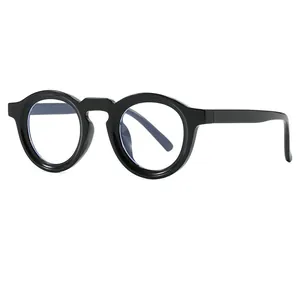 Retro runde dicke Brille mit Blaulichtfilter für Damen stilvolle Lesebrille schwarz