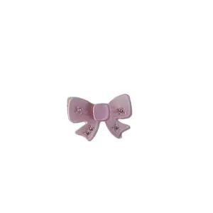 Elegant French style icy translucent pink bow hair clip with dainty rhinestone accents