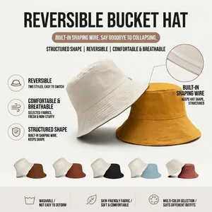 Γυναικείο Αναστρέψιμο Βαμβακερό Καπέλο Bucket Προστασία από τον Ήλιο Μονόχρωμο Αναδιπλούμενο Καλοκαιρινά Αξεσουάρ