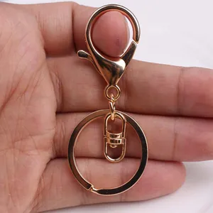 Nahaufnahme eines eleganten roségoldenen Zinklegierung-Schlüsselanhängers mit Karabiner.