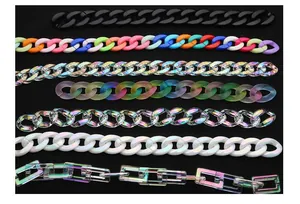 Collection of colorful acrylic chains in various styles for DIY jewelry and bag accents