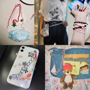 Multi-use colorful acrylic chains for DIY jewelry, mask straps, and phone accessories.