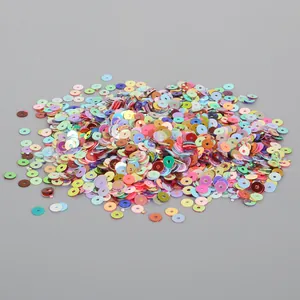 DIY Handmade Painted Round Flower Shaped Sequins Plastic Beads For Jewelry Making Craft Decoration Multi Color Material Pack