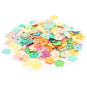 Colorful iridescent flower-shaped sequins for DIY jewelry making and craft decorations
