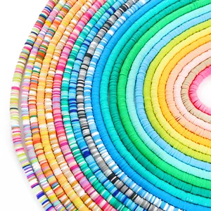 Vibrantes perles heishi arc-en-ciel en pâte polymère 6mm pour bijoux DIY faits main