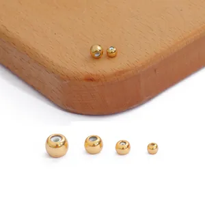 High quality 18K gold plated copper slider beads with silicone insert for DIY jewelry making