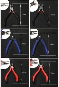 Professional multi-functional DIY jewelry pliers set showing detailed 10cm to 13cm sizes