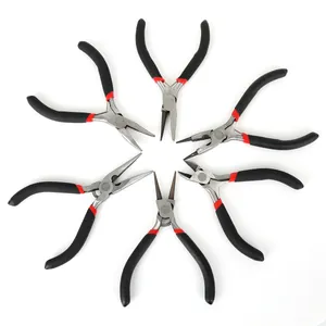 Set of six multifunctional DIY jewelry tools including needle-nose and diagonal pliers.