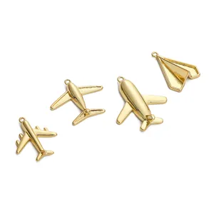 High quality gold plated airplane charms in various styles for DIY jewelry making projects