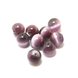 Perline di vetro tonde occhio di gatto viola per la creazione di gioielli fai-da-te 10-12mm