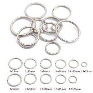 Stainless Steel Flat Round Key Rings For DIY Jewelry Making Crafts Thickened Split Rings For Keychains Accessories