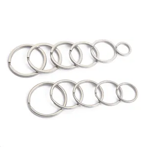 Collection of various sizes premium stainless steel flat key rings for DIY keychain crafts