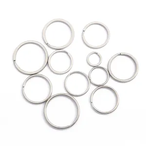 Set of 10 durable stainless steel flat key rings for DIY jewelry and keychain accessories