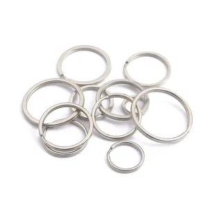 Assorted stainless steel split key rings in various sizes for DIY craft projects