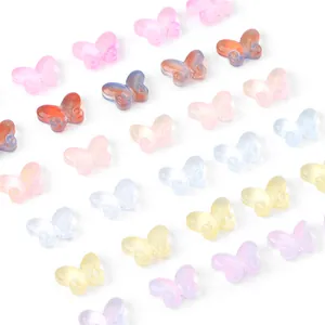 Colorful translucent butterfly glass beads for DIY jewelry making and hairpins.