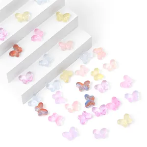 Colorful translucent butterfly-shaped glass beads for DIY jewelry making and crafts