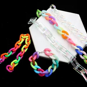 Assorted colorful acrylic link chains for DIY jewelry making and bag strap accessories