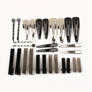 Set van zwarte en zilveren metalen haarclips voor doe-het-zelf knutselen en haarstyling