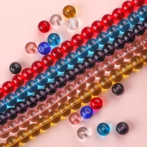 Assortiment perles rondes en cristal transparent pour création de bijoux DIY 4-12mm
