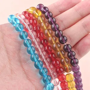 Perles rondes en verre cristal coloré de 4 à 12 mm pour la création de bijoux DIY
