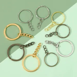 Anello Portachiavi in Metallo Con Catena Corta Ferro Portachiavi Rotondo Connettore DIY Accessori per Gioielli Fai Da Te