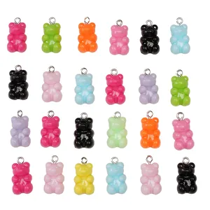 Detailed view of 11x21mm colorful acrylic gummy bear charms for DIY jewelry making