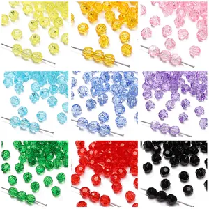 Acrylic Faux Crystal Faceted Loose Beads Bright Transparent Colored Beads For DIY Jewelry Making Bracelet Necklace Handcraft Supplies