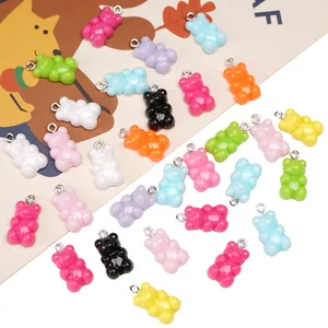 Colorful 11x21mm acrylic gummy bear charms with loops for DIY jewelry making accessories