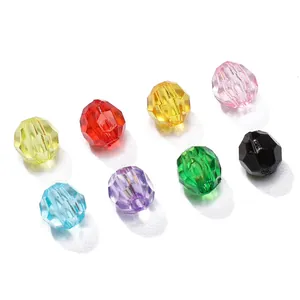 Multi-color 6mm faceted acrylic transparent crystal beads for DIY handmade jewelry crafts