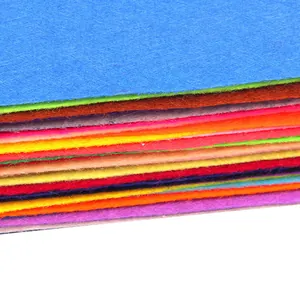 Close-up detail of colorful non-woven felt sheets for children's DIY crafts and decorations