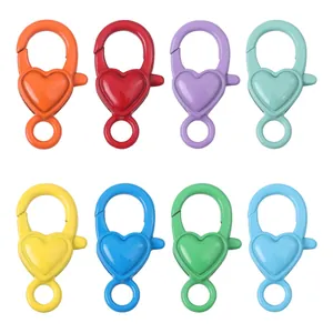 Lot de fermoirs mousquetons en alliage en forme de cœur pour bijoux DIY et porte-clés