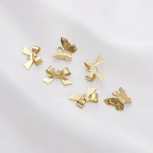Dijes de lazo y mariposa de cobre chapados en oro de 14K para diseños de joyería hechos a mano
