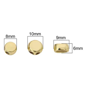 14K gold-filled double hole silicone flat round spacer beads for DIY jewelry making 10mm